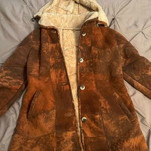New genuine hooded sheepskin duffle coat